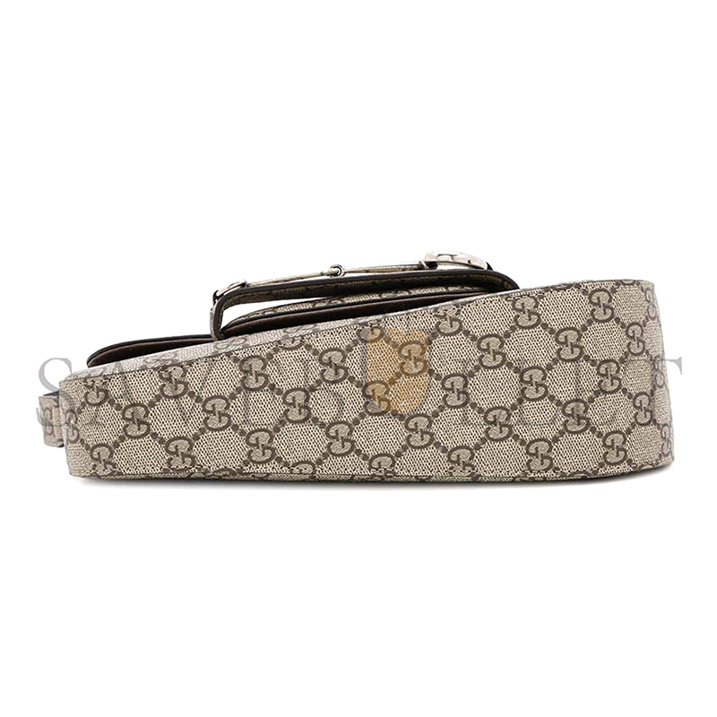 g*u*i beige gg S*p*ecanvas leather horsebit 1955 shoulder bag 764155 (26.5*17*8cm)